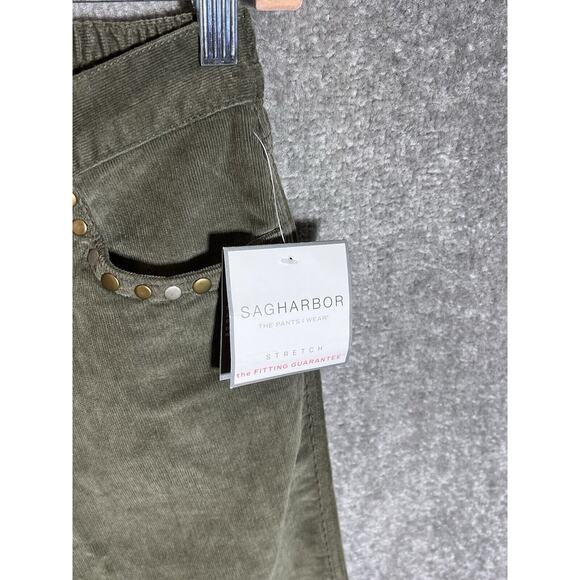 Sag Harbor Stretch Corduroy Bootcut Jeans Pants Womens Size 8 Green Pockets NWT - Picture 5 of 11